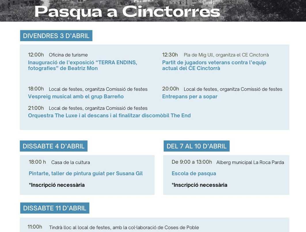 Agenda cultural Semana Santa a Cinctorres