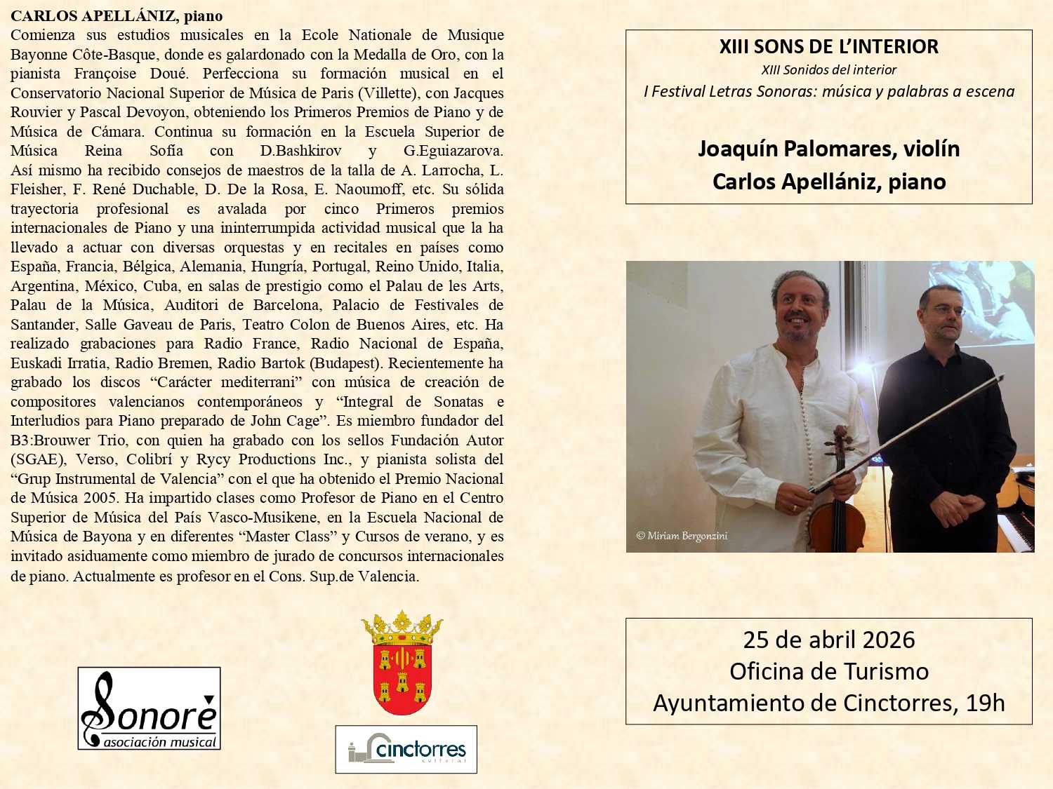 Concierto SONS DE L'INTERIOR 25 de abril de 2026