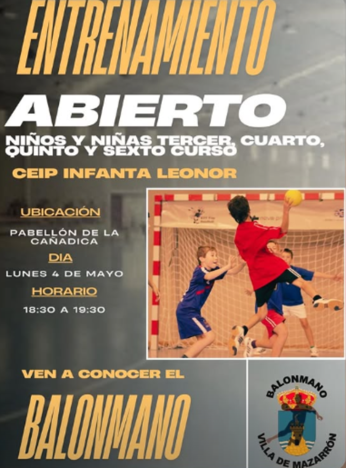 MAZARRÓN TAMBIÉN ES DEPORTE, ENTRENAMIENTO ABIERTO DE BALONMANO