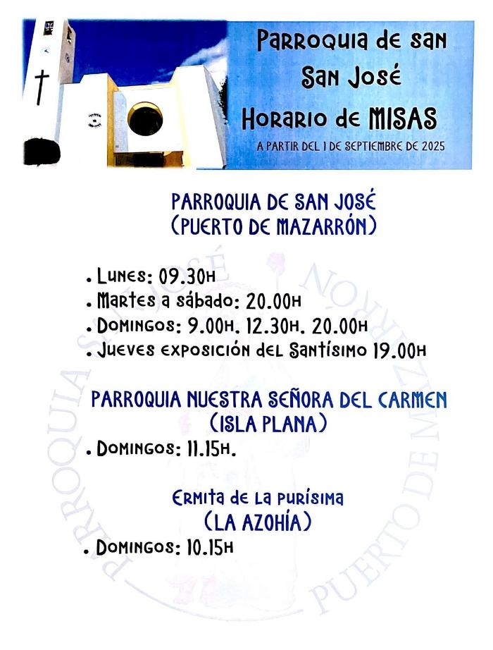 HORARIO DE MISAS PARROQUIA DEL PUERTO DE MAZARRÓN