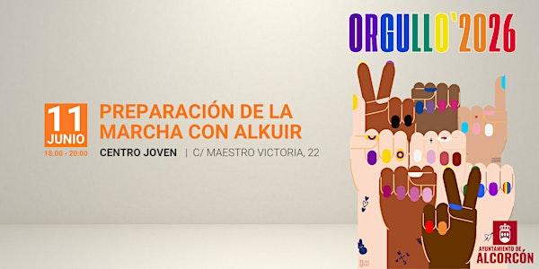 Preparación de la marcha con Alkuir #OrgulloAlcorcón2026