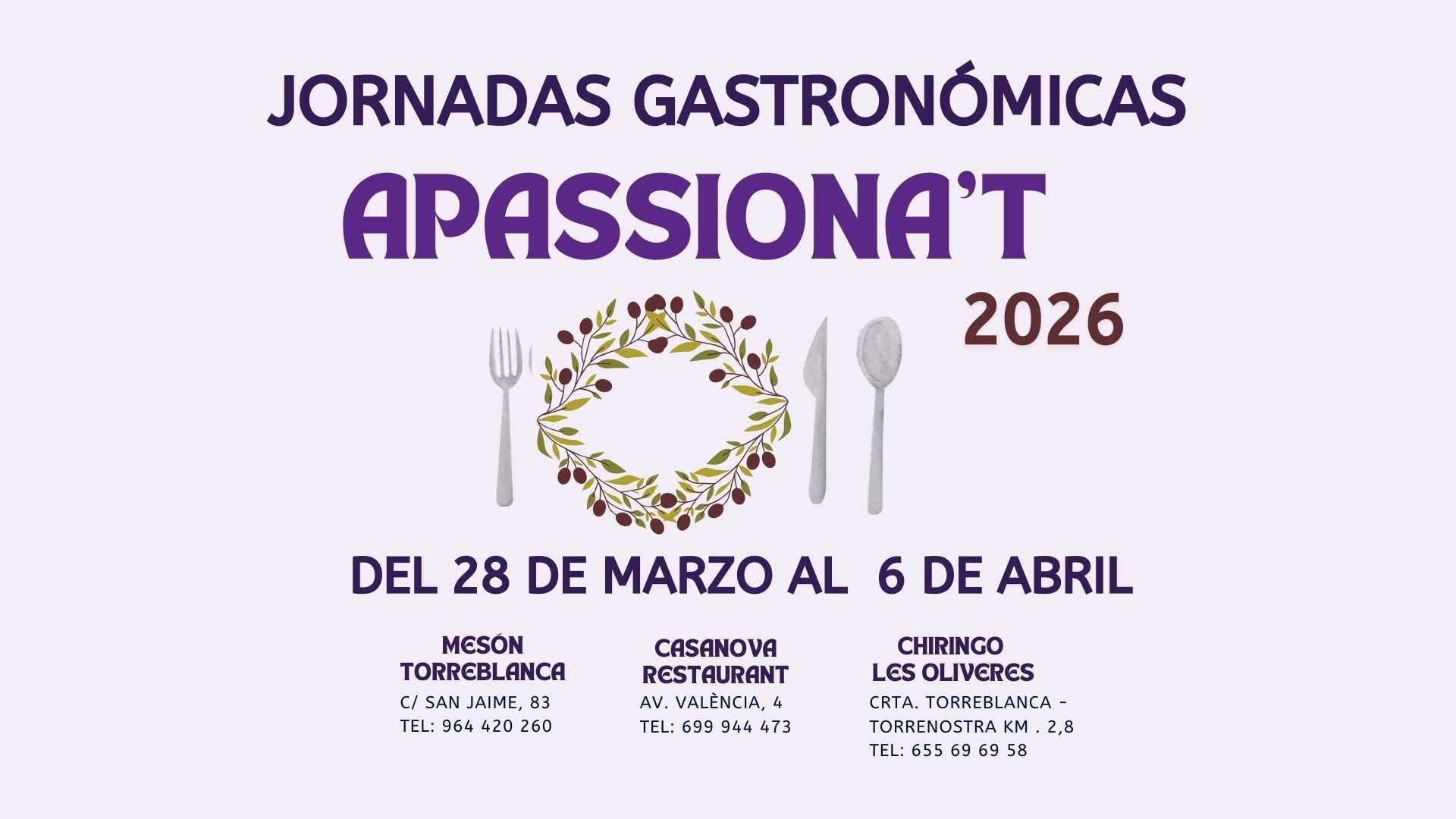 JORNADAS GASTRONÓMICAS "APASSIONA'T 2026"