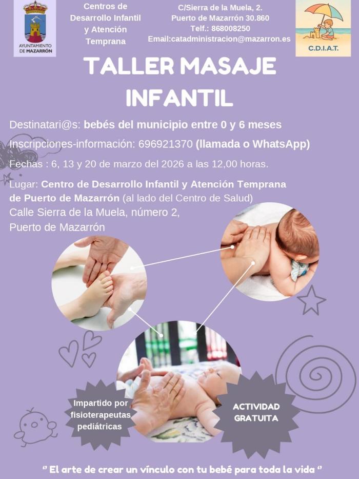 NUEVO TALLER DE MASAJE INFANTIL EN PUERTO DE MAZARRÓN
