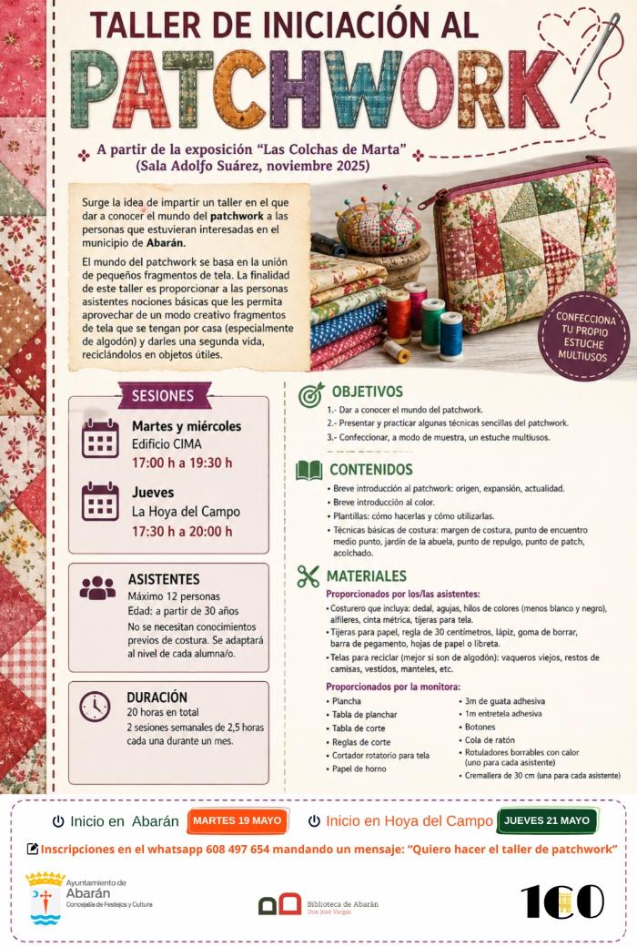 TALLER DE INICIACIÓN AL PATCHWORK